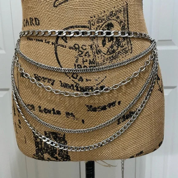 Multi-Layer Silver Chain Body Belt - Picture 2 of 10